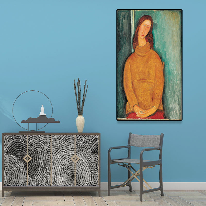 Brehn | Texturiertes Modigliani-Frauen-Porträt Kunstdruck Leinwand Vintage Gemälde für das Mädchenzimmer