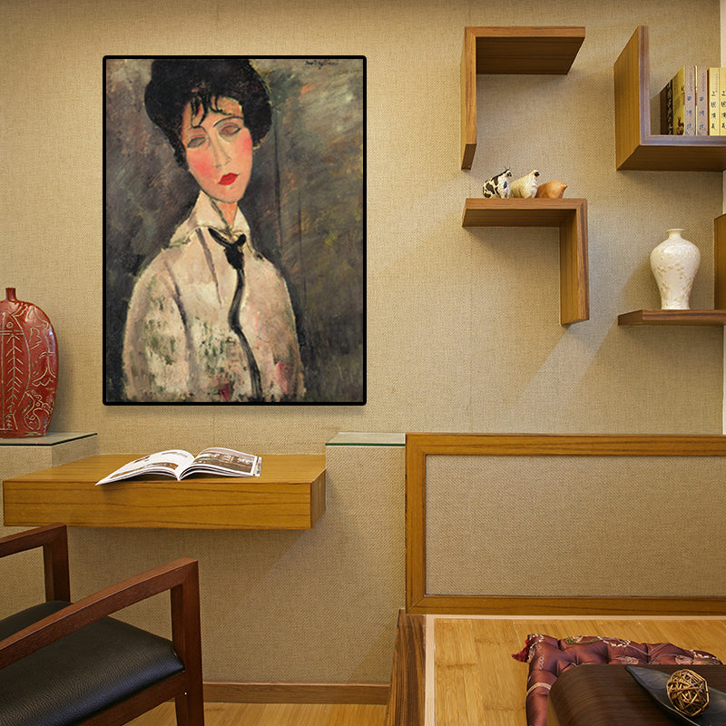 Brehn | Texturiertes Modigliani-Frauen-Porträt Kunstdruck Leinwand Vintage Gemälde für das Mädchenzimmer