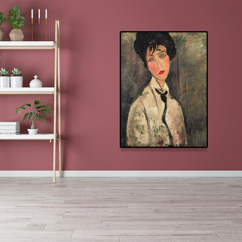 Brehn | Texturiertes Modigliani-Frauen-Porträt Kunstdruck Leinwand Vintage Gemälde für das Mädchenzimmer