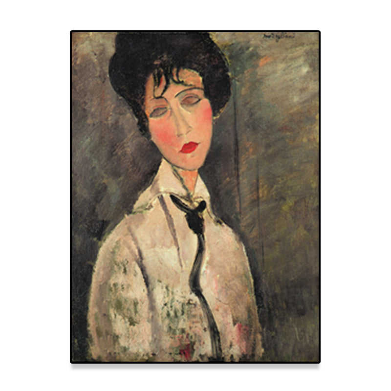Brehn | Texturiertes Modigliani-Frauen-Porträt Kunstdruck Leinwand Vintage Gemälde für das Mädchenzimmer
