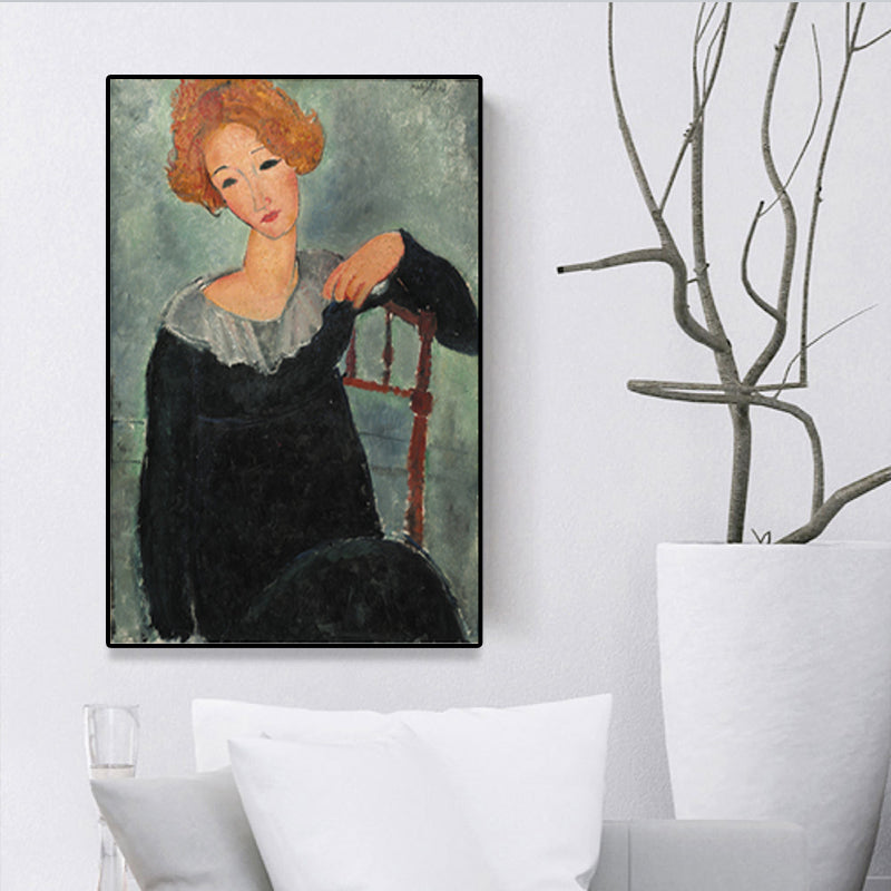 Brehn | Texturiertes Modigliani-Frauen-Porträt Kunstdruck Leinwand Vintage Gemälde für das Mädchenzimmer
