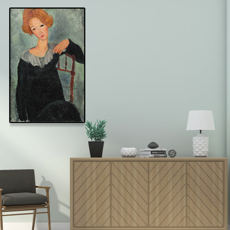 Brehn | Texturiertes Modigliani-Frauen-Porträt Kunstdruck Leinwand Vintage Gemälde für das Mädchenzimmer