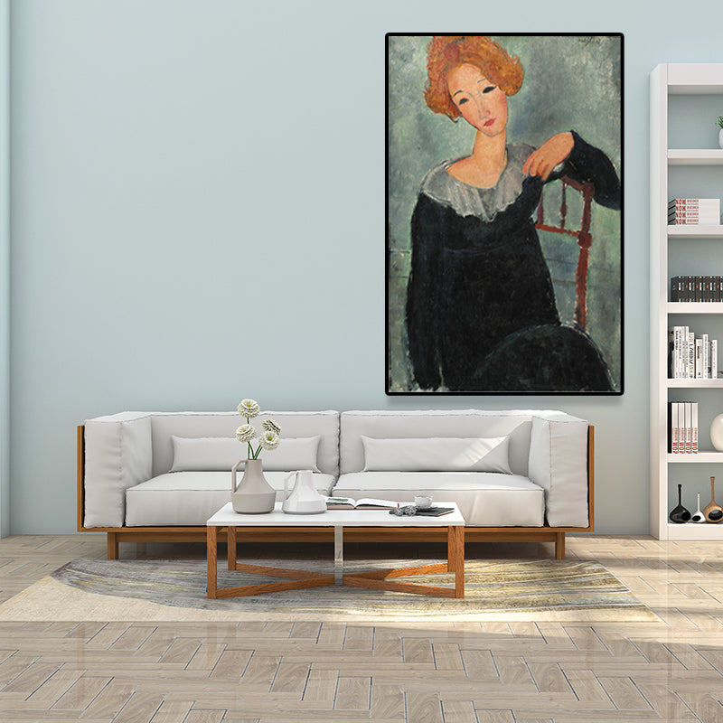 Brehn | Texturiertes Modigliani-Frauen-Porträt Kunstdruck Leinwand Vintage Gemälde für das Mädchenzimmer