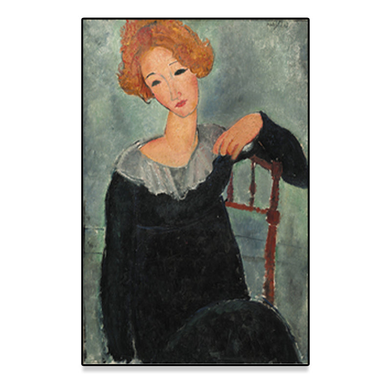 Brehn | Texturiertes Modigliani-Frauen-Porträt Kunstdruck Leinwand Vintage Gemälde für das Mädchenzimmer
