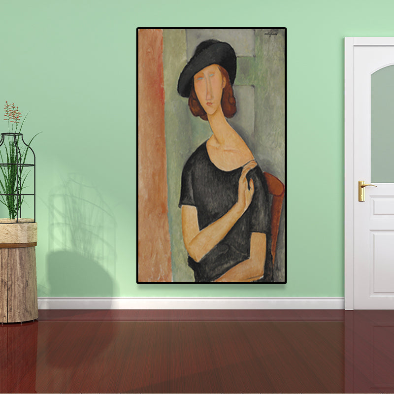 Brehn | Texturiertes Modigliani-Frauen-Porträt Kunstdruck Leinwand Vintage Gemälde für das Mädchenzimmer
