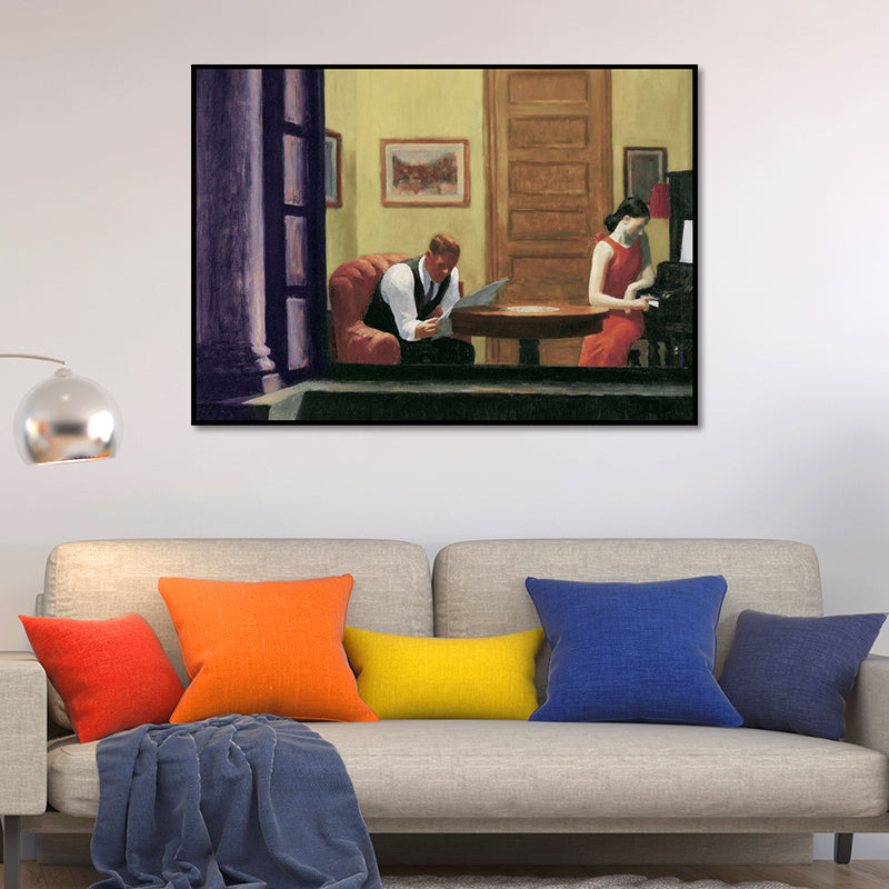 Brehn | Mann liest Zeitung Gemälde Braun Traditionelle Leinwand Wandkunst für Esszimmer