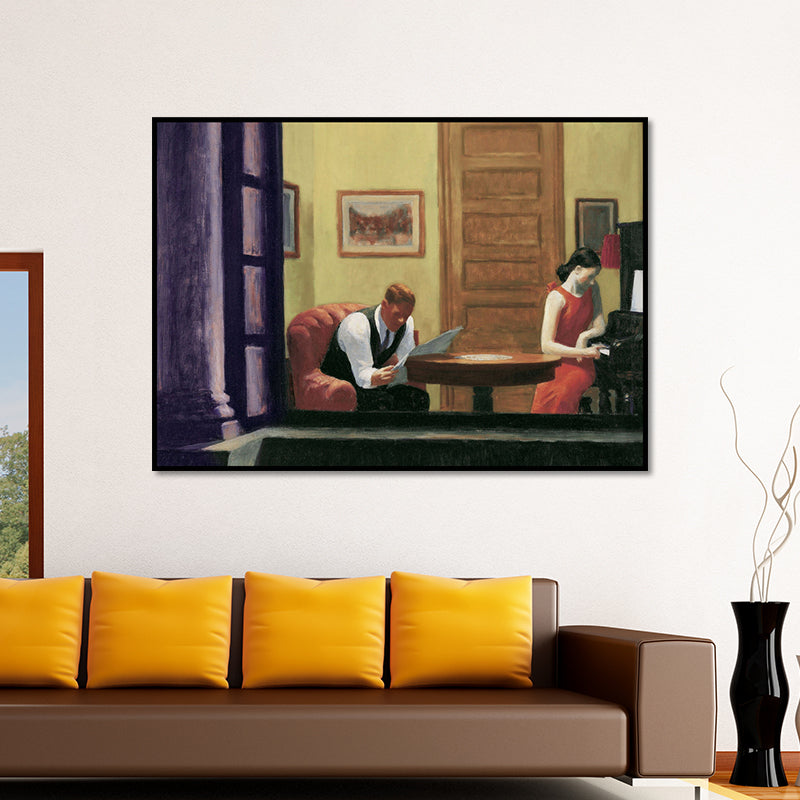 Brehn | Mann liest Zeitung Gemälde Braun Traditionelle Leinwand Wandkunst für Esszimmer