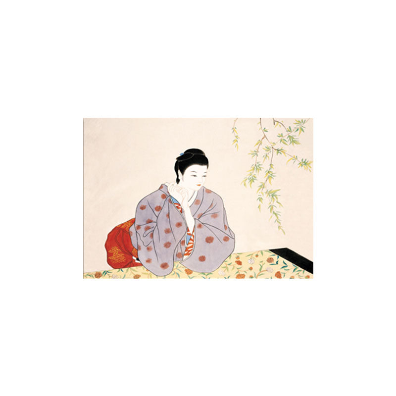 Brehn | Geisha Girl Malerei Leinwand Kunst in Rot Japanischem Stil Wanddekoration für Wohnzimmer