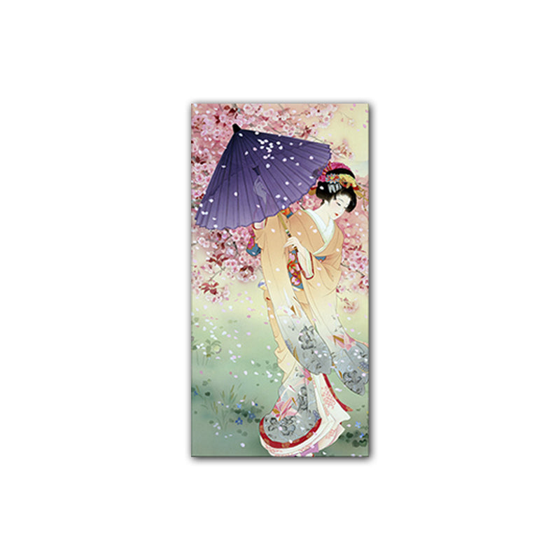 Brehn | Kimono Mädchen Malerei Kunst Druck Mehrfarbig Japanischer Stil Wanddekoration für Wohnzimmer