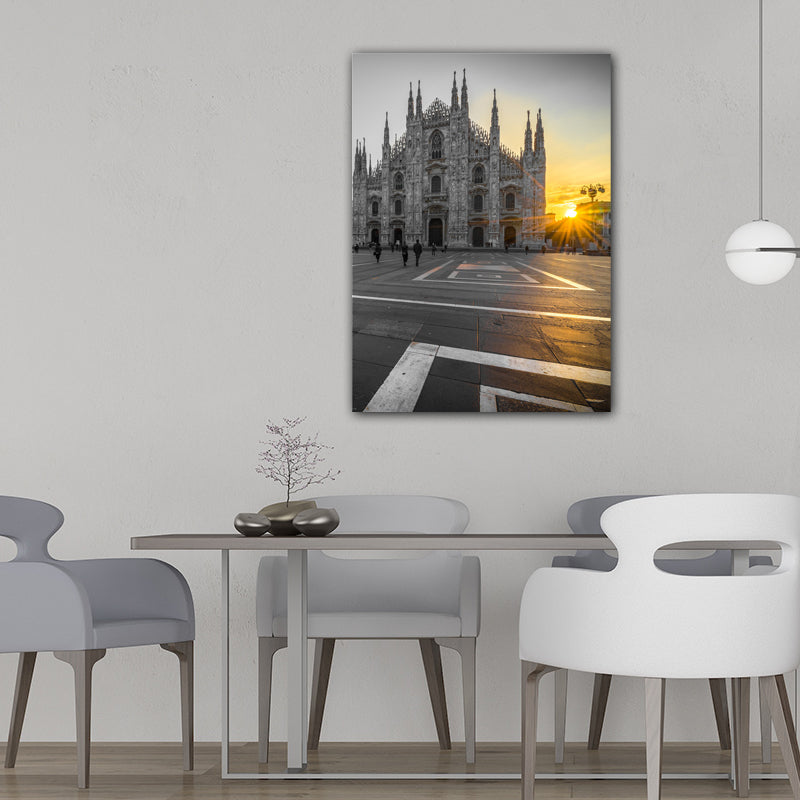 Brehn | Architektur Sonnenuntergang Ansicht Kunstdruck Global Inspiriert Bezauberndes Wahrzeichen Leinwand in Pastellfarbe