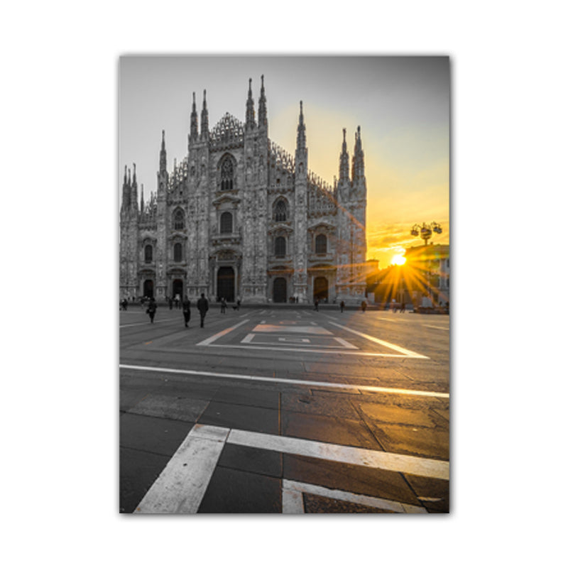 Brehn | Architektur Sonnenuntergang Ansicht Kunstdruck Global Inspiriert Bezauberndes Wahrzeichen Leinwand in Pastellfarbe