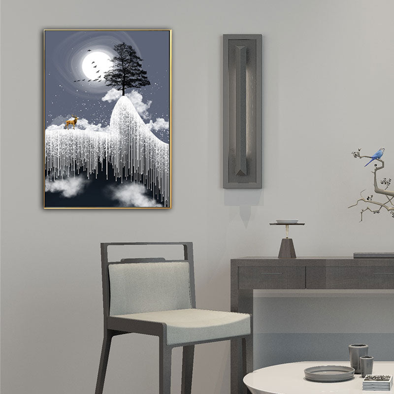 Brehn | Glam Canvas Weißer Baum am Rime Cliff mit Vollmond Landschaft Wandkunst für Zimmer