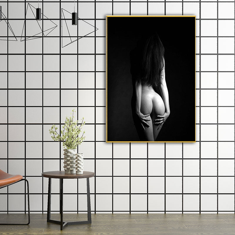 Brehn | Sexy Rücken der Frau Leinwanddruck für Schlafzimmer Figurenfotografie Wandkunst in Schwarz