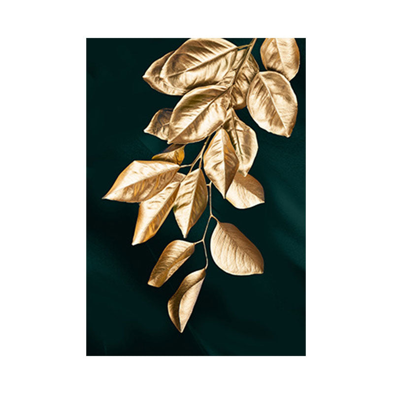 Brehn | Goldene Blätter Leinwand Botanische Moderne Stil Texturierte Wandkunst Dekor für Gästezimmer