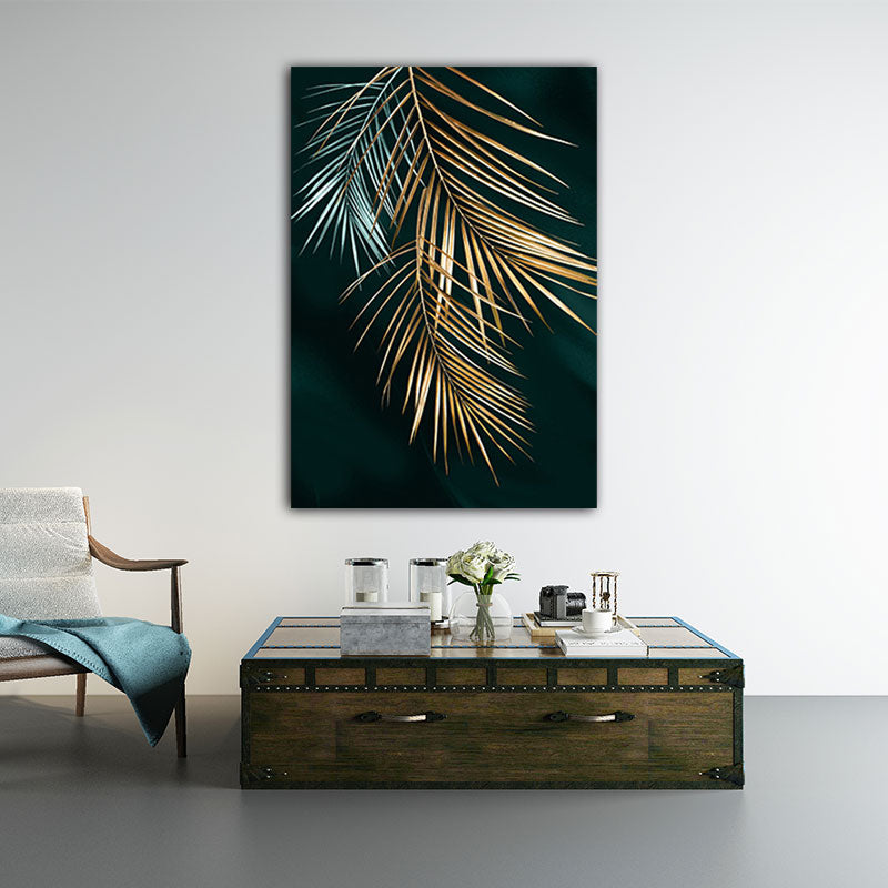 Brehn | Goldene Blätter Leinwand Botanische Moderne Stil Texturierte Wandkunst Dekor für Gästezimmer