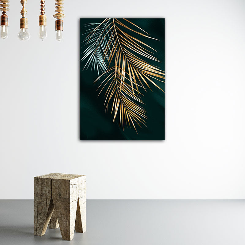 Brehn | Goldene Blätter Leinwand Botanische Moderne Stil Texturierte Wandkunst Dekor für Gästezimmer