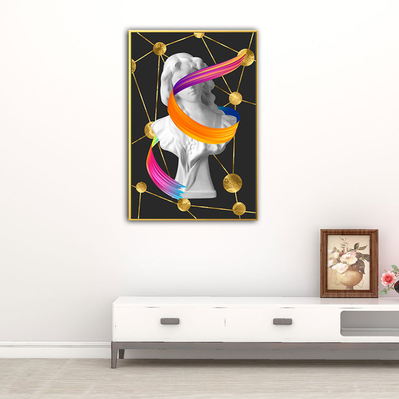 Brehn | Statuette Wandkunst für Zuhause Figur Druck Leinwand in dunkler Farbe, strukturierte Oberfläche