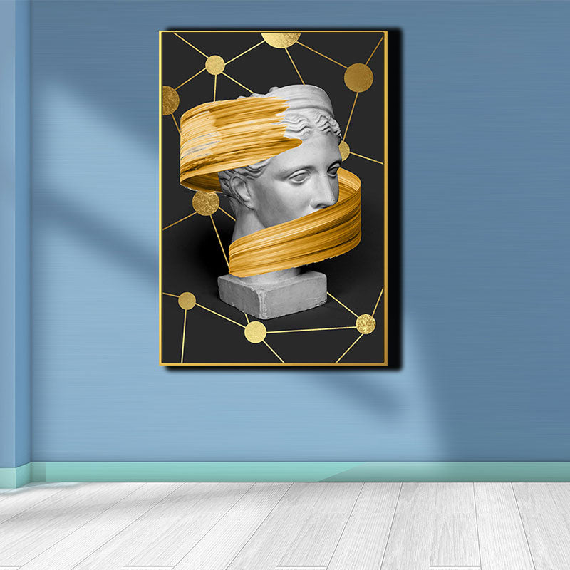 Brehn | Statuette Wandkunst für Zuhause Figur Druck Leinwand in dunkler Farbe, strukturierte Oberfläche