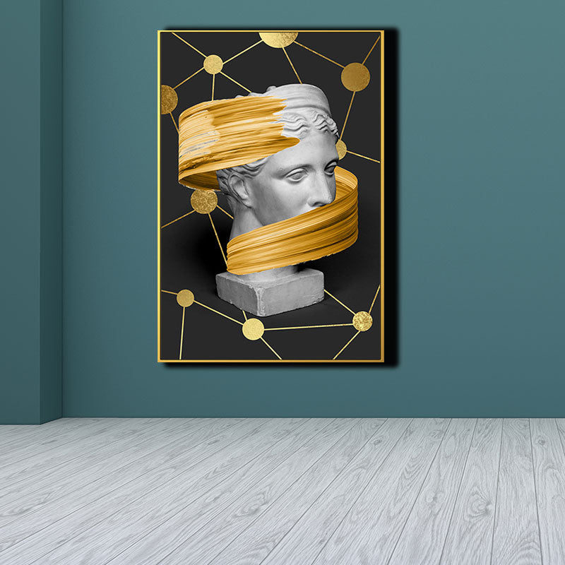 Brehn | Statuette Wandkunst für Zuhause Figur Druck Leinwand in dunkler Farbe, strukturierte Oberfläche