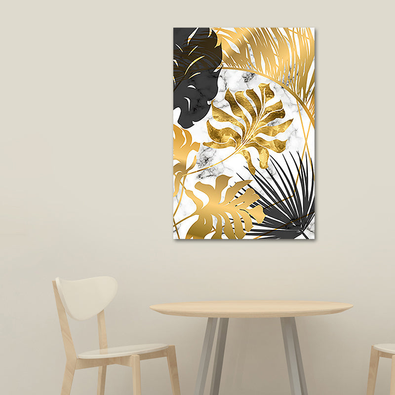 Brehn | Gold Botanische Blätter Malerei Texturierte Wandkunst Dekor für Schlafzimmer, Multiple Größen