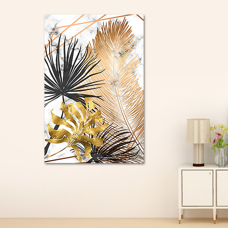 Brehn | Gold Botanische Blätter Malerei Texturierte Wandkunst Dekor für Schlafzimmer, Multiple Größen