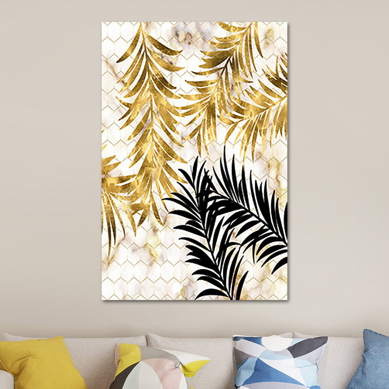 Brehn | Gold Botanische Blätter Malerei Texturierte Wandkunst Dekor für Schlafzimmer, Multiple Größen