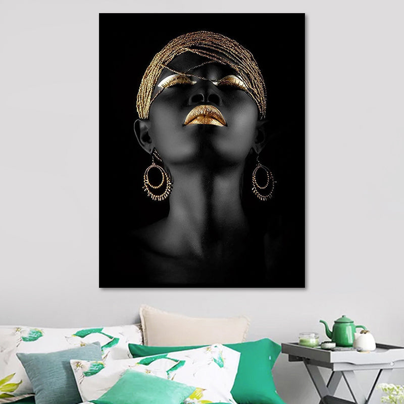 Brehn | Gold Glam Canvas Wandkunst Fotografien Frauen Gesichtsmalerei Wanddekoration für Wohnzimmer