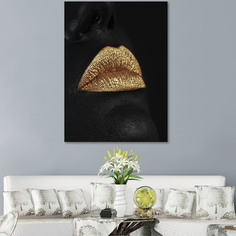 Brehn | Gold Glam Canvas Wandkunst Fotografien Frauen Gesichtsmalerei Wanddekoration für Wohnzimmer