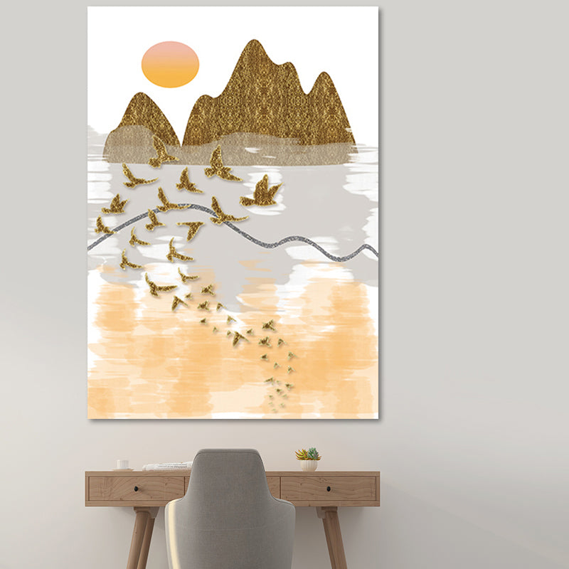 Brehn | Asiatische Berglandschaft Leinwand Kunst Lila Texturierte Wanddekoration für das Wohninnere