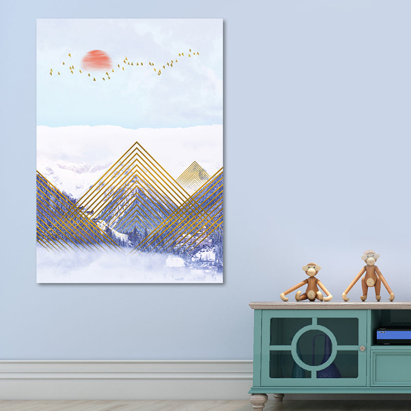 Brehn | Asiatische Berglandschaft Leinwand Kunst Lila Texturierte Wanddekoration für das Wohninnere