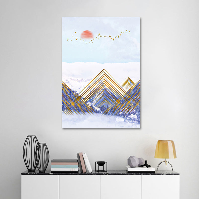 Brehn | Asiatische Berglandschaft Leinwand Kunst Lila Texturierte Wanddekoration für das Wohninnere