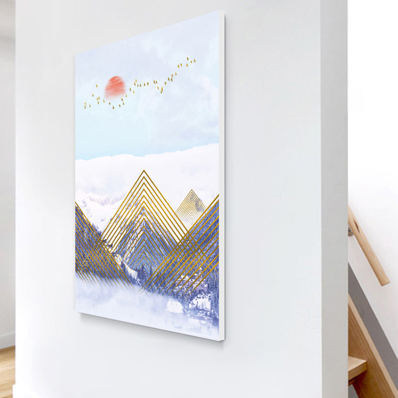 Brehn | Asiatische Berglandschaft Leinwand Kunst Lila Texturierte Wanddekoration für das Wohninnere
