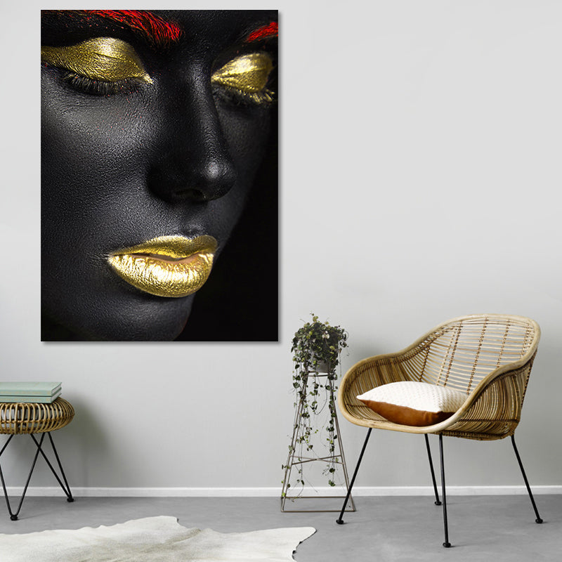 Brehn | Schöne Afrikanische Weibliche Model Leinwand Wohnzimmer Mode Wandkunst in Schwarz, Textur