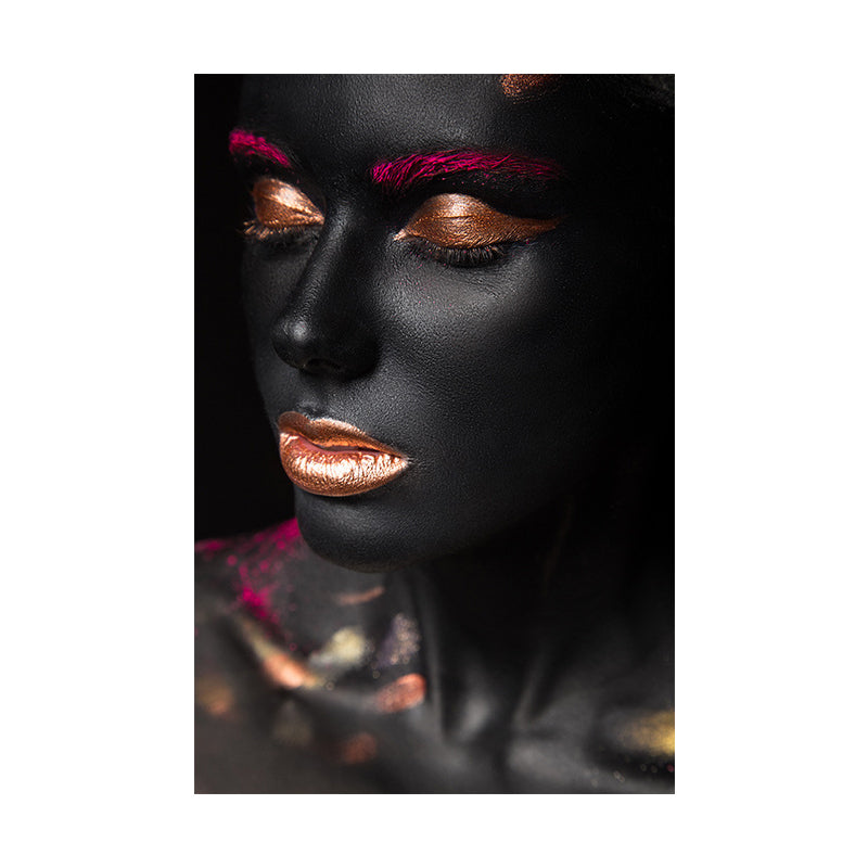 Brehn | Schöne Afrikanische Weibliche Model Leinwand Wohnzimmer Mode Wandkunst in Schwarz, Textur