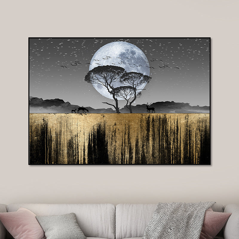 Brehn | Landschaftsdekoration Land Schwarzer Supermond Nacht Wildnis Landschaft Wandkunstdruck für Zuhause