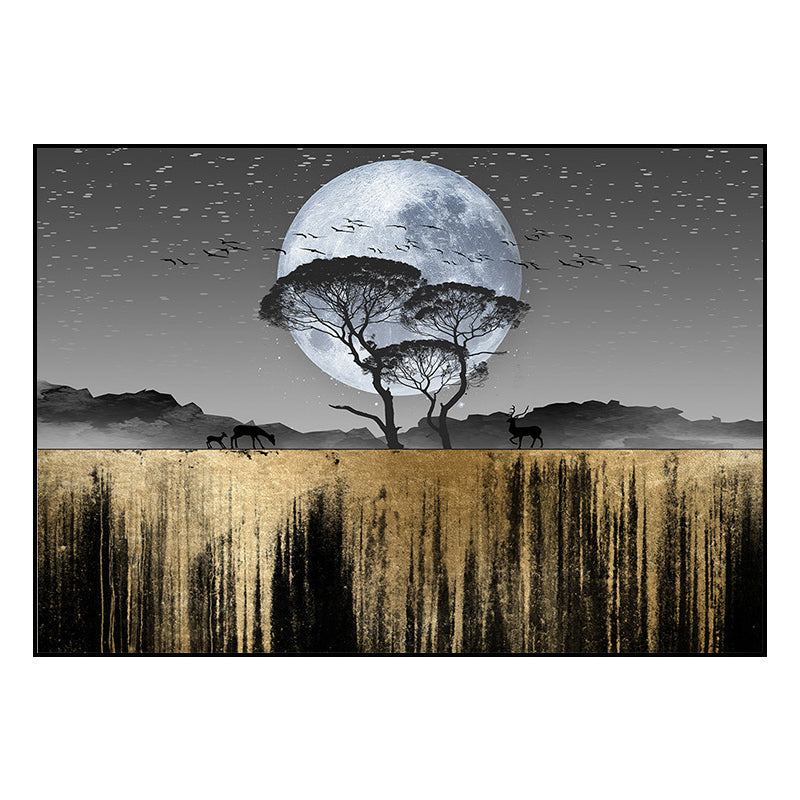 Brehn | Landschaftsdekoration Land Schwarzer Supermond Nacht Wildnis Landschaft Wandkunstdruck für Zuhause