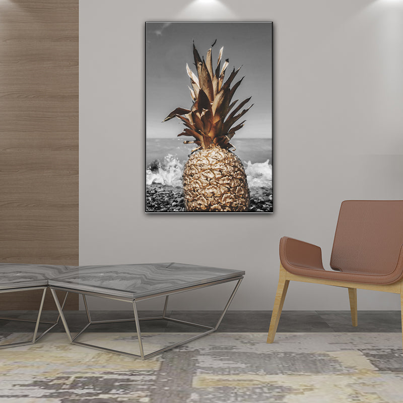 Brehn | Still Life Ananas Wanddekoration Nordische Leinwand Wandkunst Druck in Braun und Grau für das Schlafzimmer