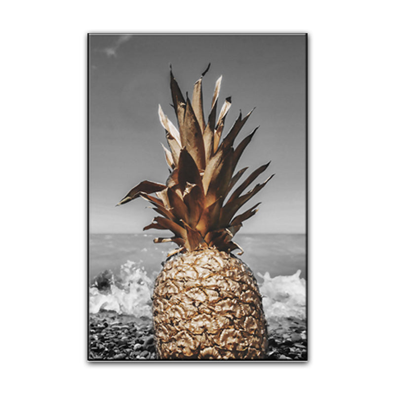 Brehn | Still Life Ananas Wanddekoration Nordische Leinwand Wandkunst Druck in Braun und Grau für das Schlafzimmer