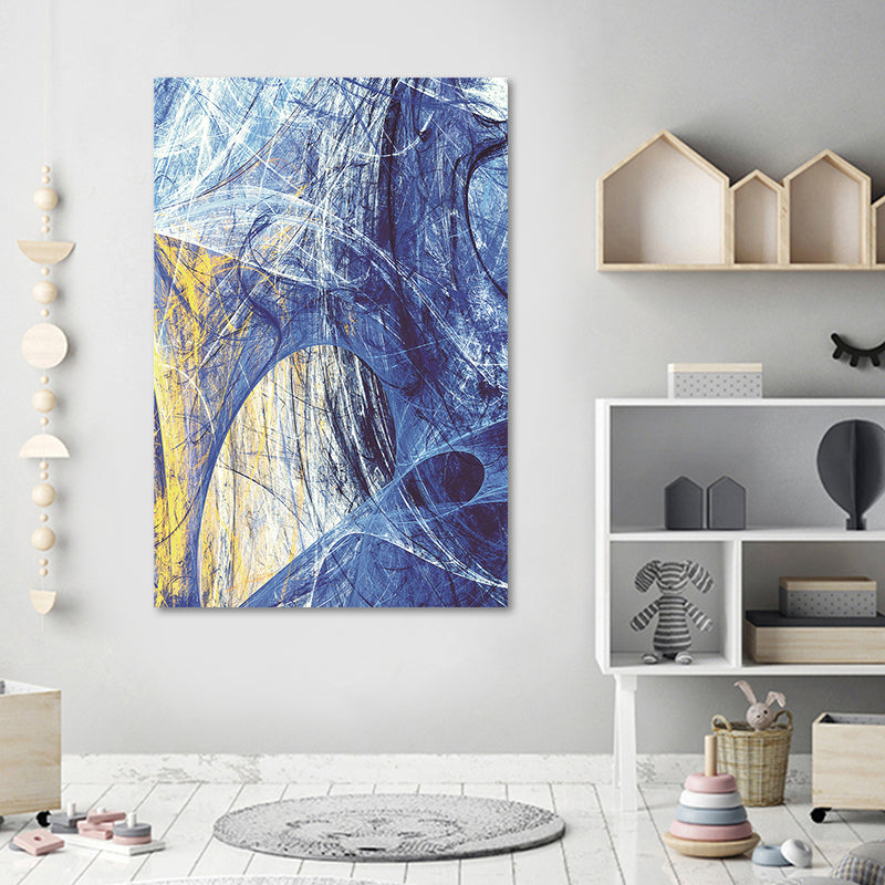 Brehn | Moderne Stil Leinwand Blau Abstraktes Muster Wandkunst Dekor, Mehrere Größenoptionen