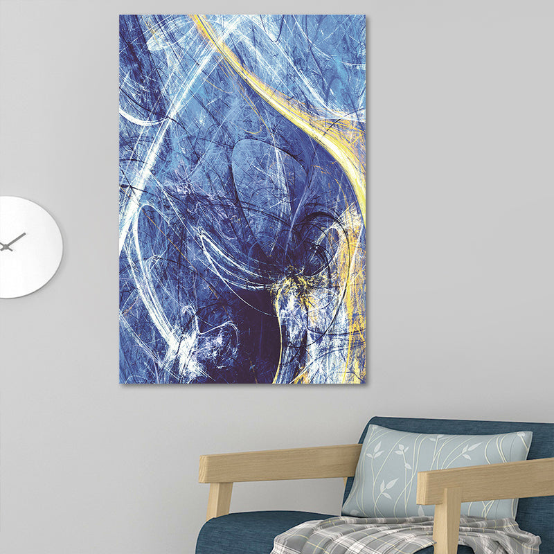 Brehn | Moderne Stil Leinwand Blau Abstraktes Muster Wandkunst Dekor, Mehrere Größenoptionen