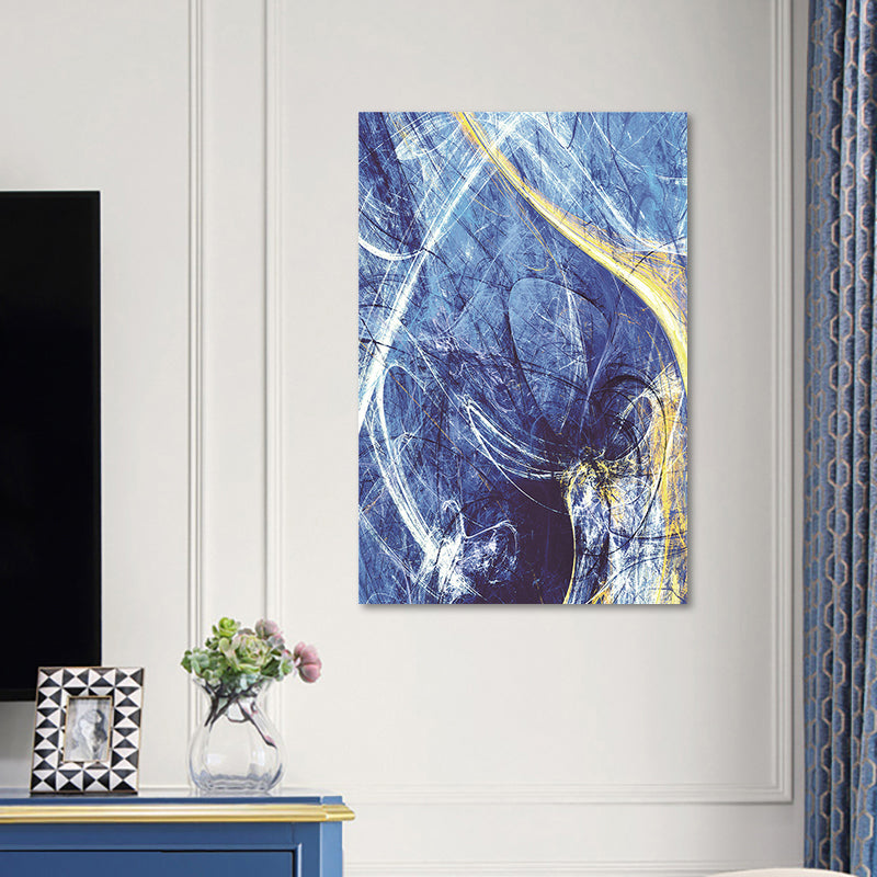 Brehn | Moderne Stil Leinwand Blau Abstraktes Muster Wandkunst Dekor, Mehrere Größenoptionen