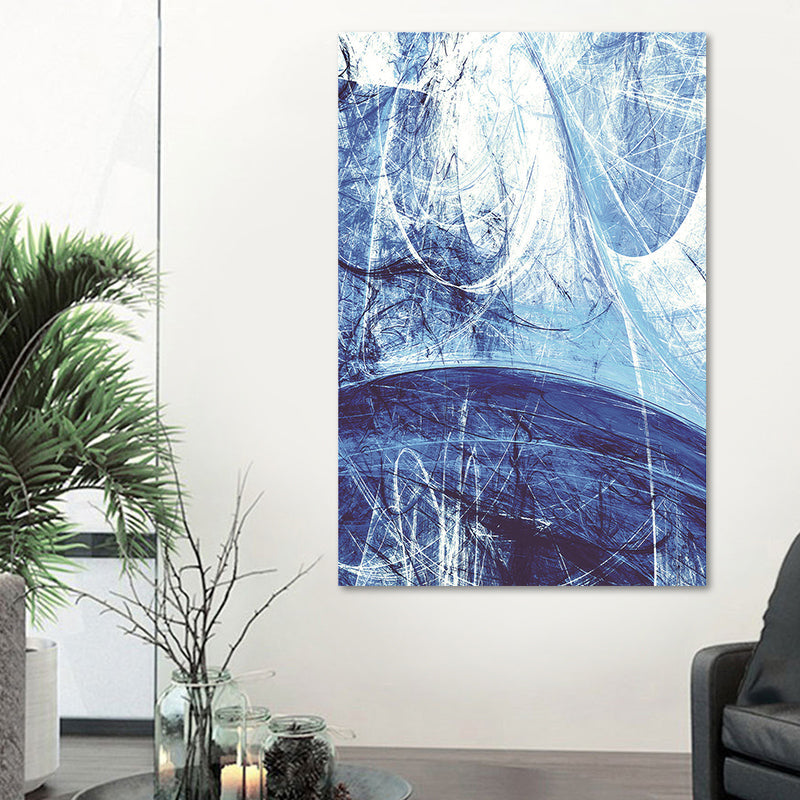 Brehn | Moderne Stil Leinwand Blau Abstraktes Muster Wandkunst Dekor, Mehrere Größenoptionen
