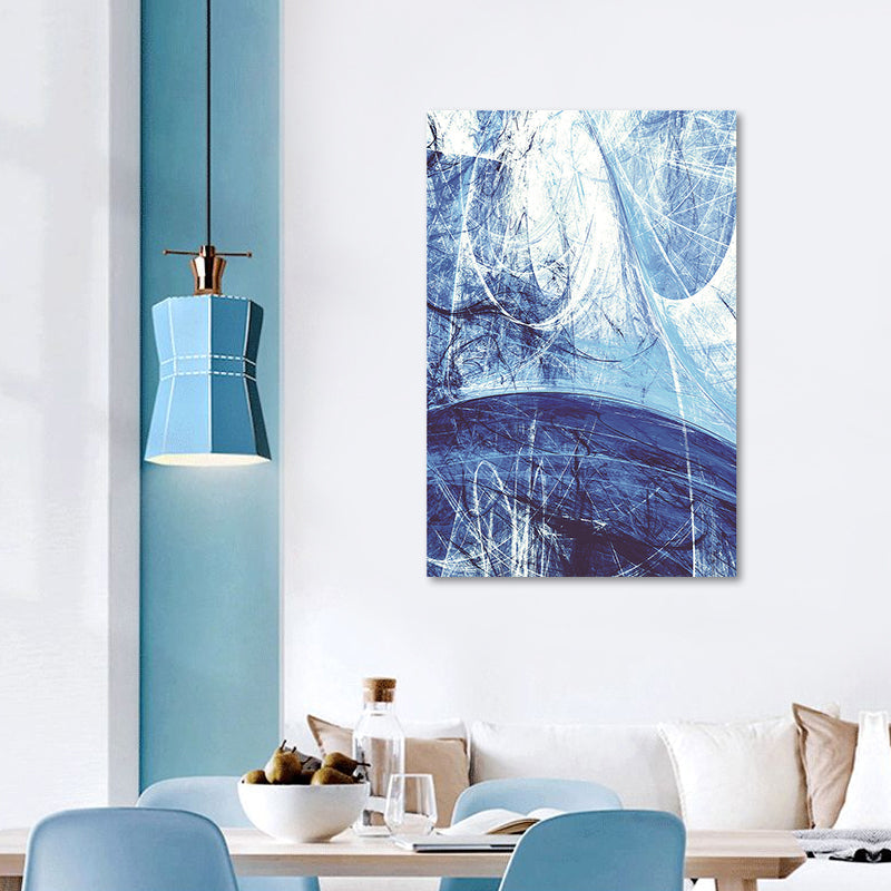 Brehn | Moderne Stil Leinwand Blau Abstraktes Muster Wandkunst Dekor, Mehrere Größenoptionen