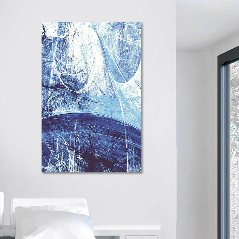 Brehn | Moderne Stil Leinwand Blau Abstraktes Muster Wandkunst Dekor, Mehrere Größenoptionen