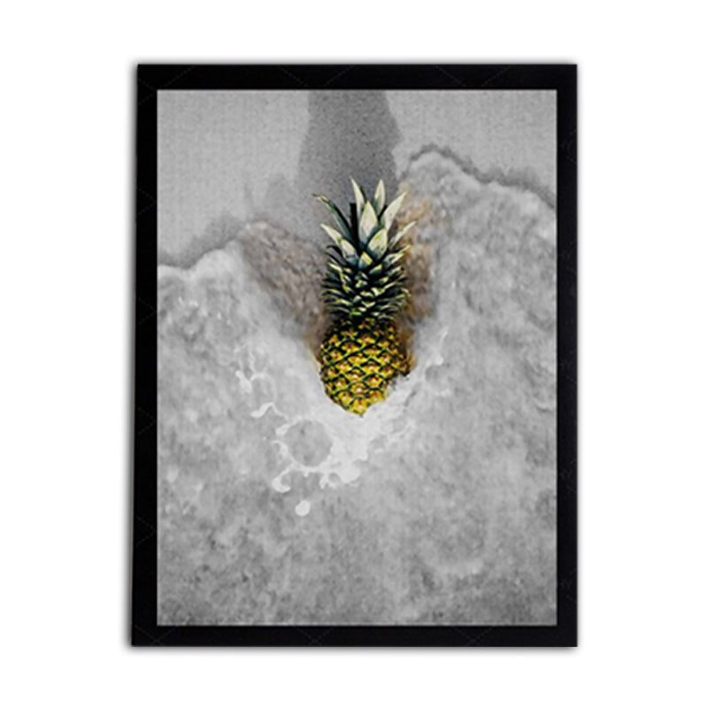 Brehn | Fotografische Ananas und Wasser Leinwand Wandkunst für das Wohnzimmer, Grau und Gelb