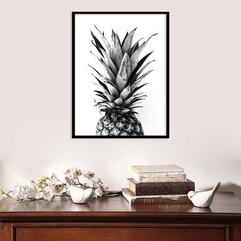 Brehn | Graues Foto bedruckte Ananas-Leinwand strukturierte nordische Haus Innenwand Kunst Dekor