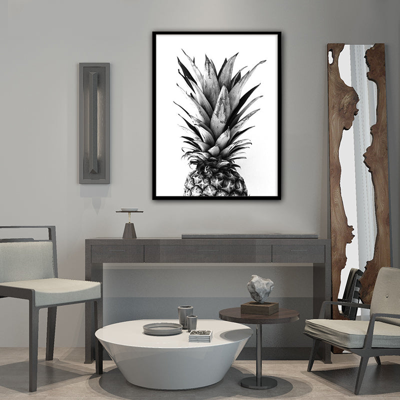 Brehn | Graues Foto bedruckte Ananas-Leinwand strukturierte nordische Haus Innenwand Kunst Dekor