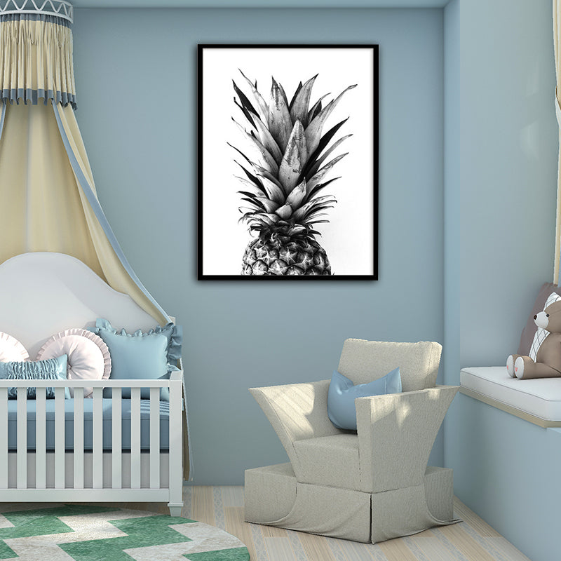 Brehn | Graues Foto bedruckte Ananas-Leinwand strukturierte nordische Haus Innenwand Kunst Dekor