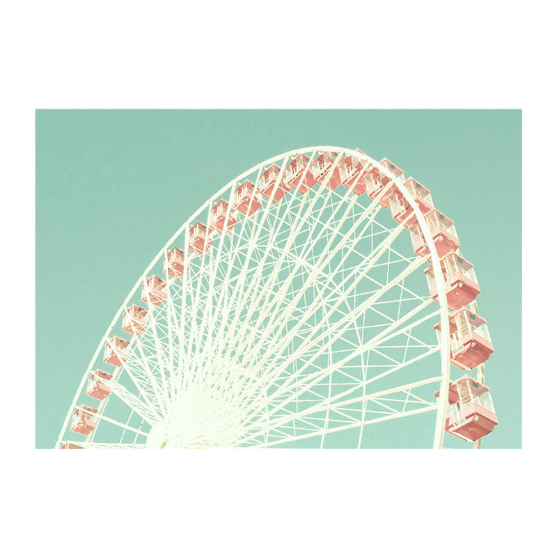 Brehn | Ferris Wheel Wandkunstprint Moderne Texturierte Leinwand in Rosa auf Grün für das Kinderzimmer
