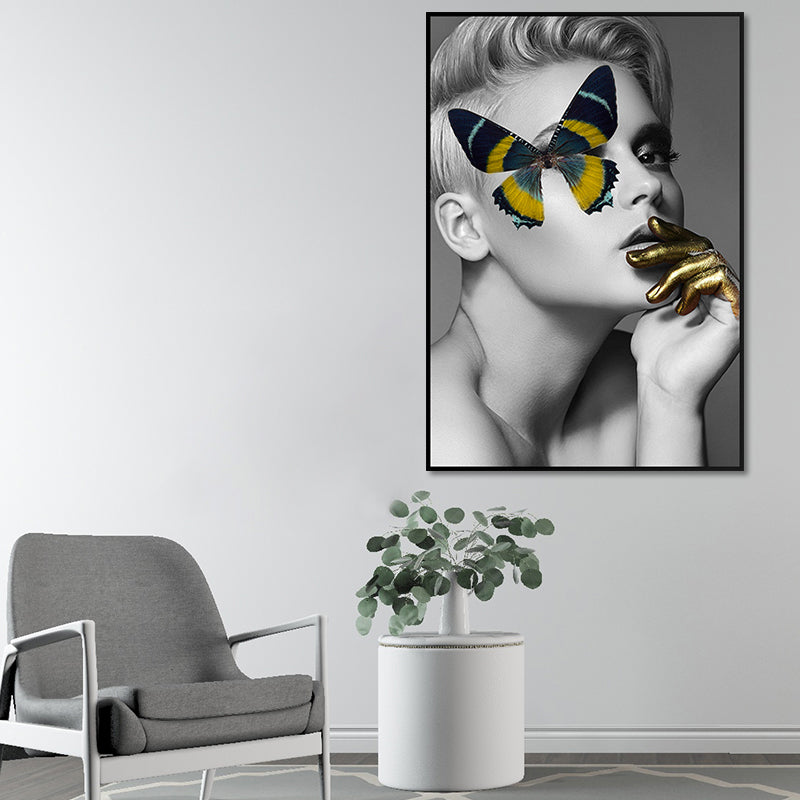 Brehn | Glam Model Figur Leinwanddruck Dunkel Color Texturiertes Wandkunst Deko für Mädchenzimmer
